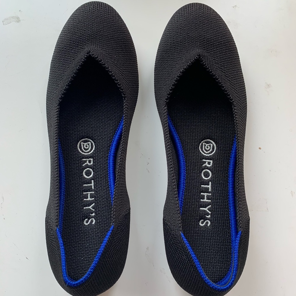Rothy’s black, flat, size 8. WORN ONCE!